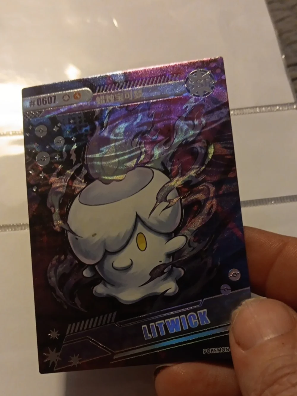 Pokémon Litwick Collectible Holographic Card - Blue/Purple
